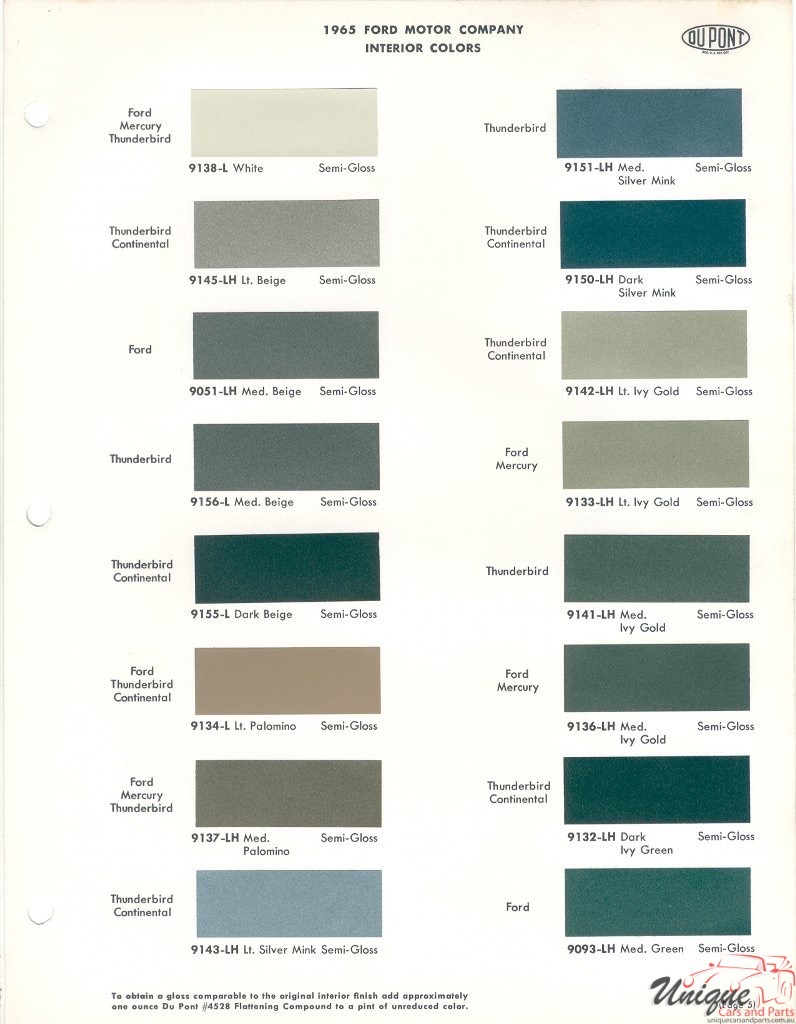 1965 Ford Paint Charts DuPont 5